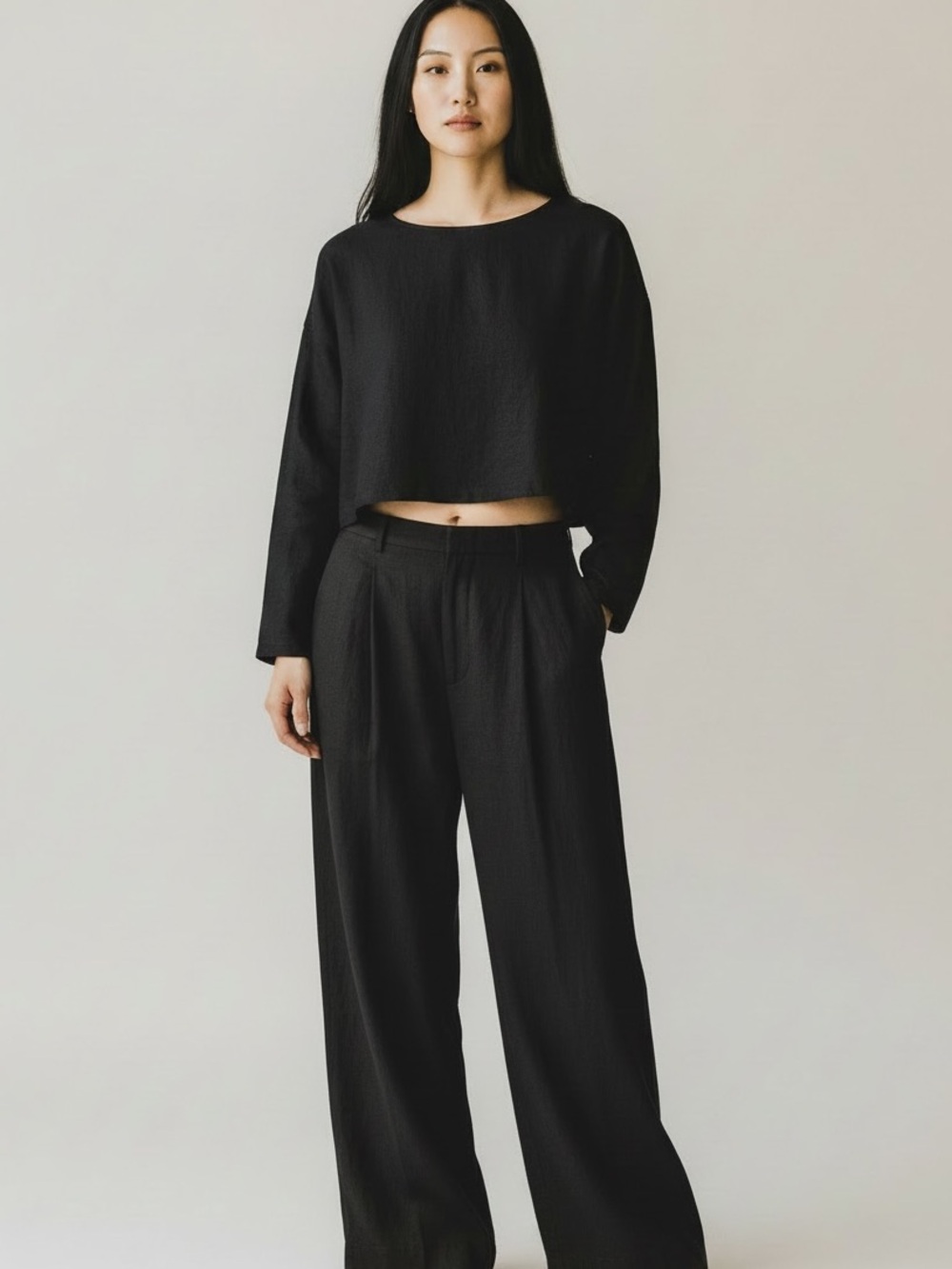 J Crew Linen Wideleg Essential black pant quiet luxury Carolyn Bassett Kennedy 2